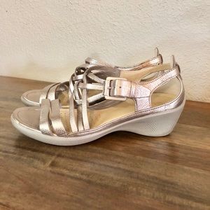 Ecco metallic wedge shoes